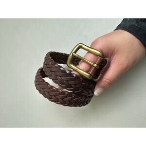 Vintage Braided Leather Belt Brown Leather Made in USA Size 30 Boho Western Y2K
